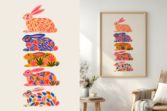 Colorful Rabbits Graphic, Easter Poster