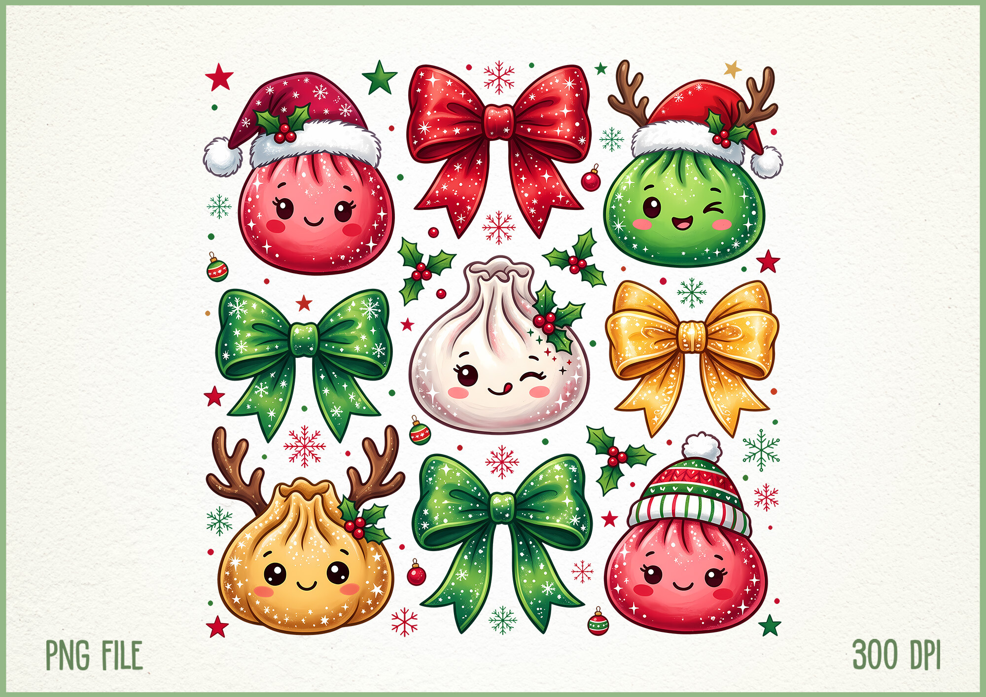 Coquette Christmas Dumpling PNG