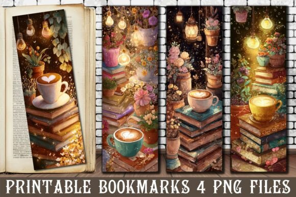 Cozy Stacked Books Coffee Bookmark