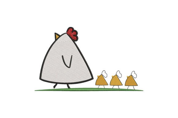 Cute Chicken and Chicks Embroidery