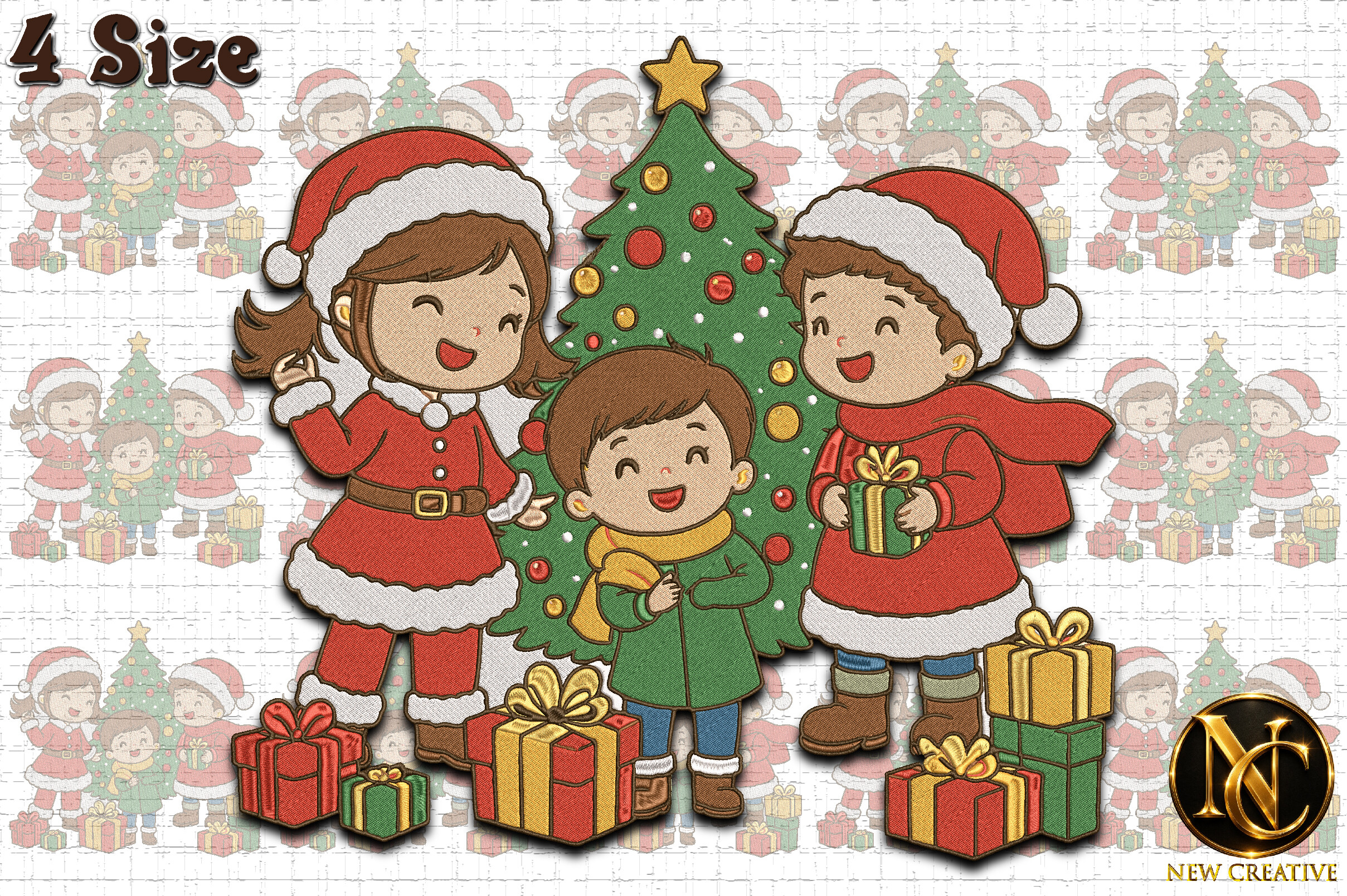 Cute Christmas Family Embroidery Design - photo 1