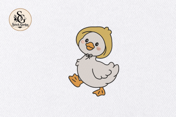 Cute Duck Bonnet Embroidery Design