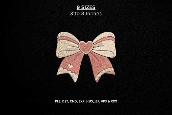 Cute Heart Bow Machine Embroidery Design