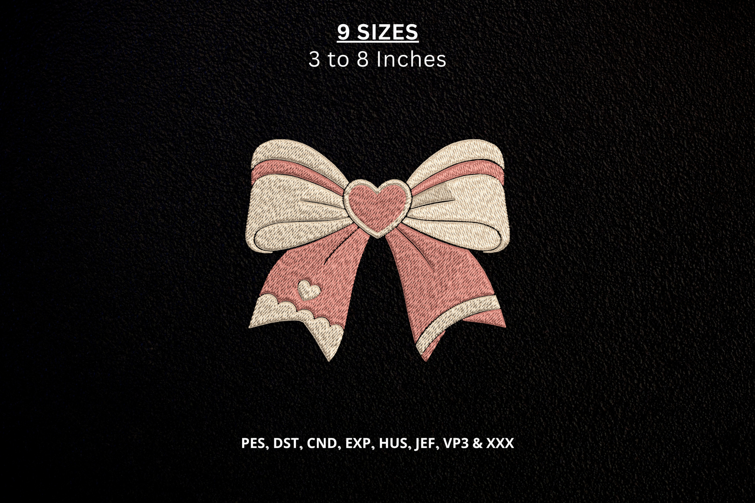 Cute Heart Bow Machine Embroidery Design