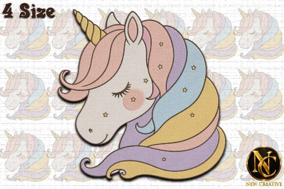 Cute Sleeping Unicorn Embroidery Design