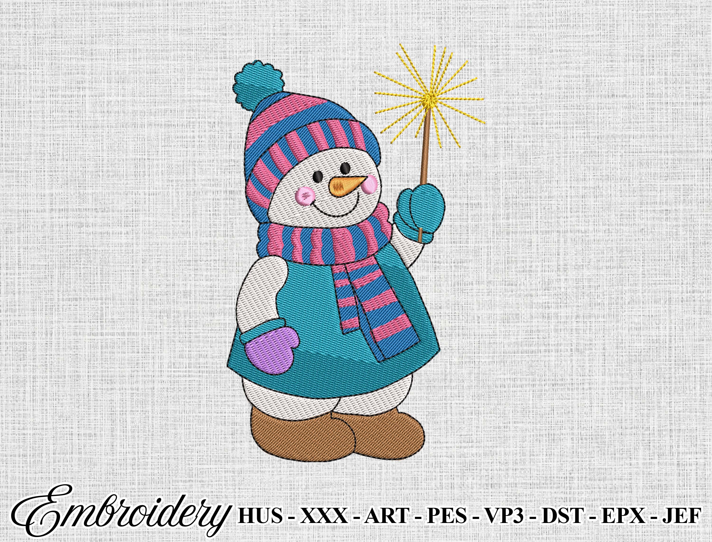 Cute Winter Snowman Embroidery Design