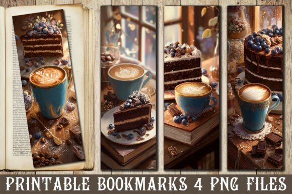 Dessert Chocolate Cake Coffee Bookmark