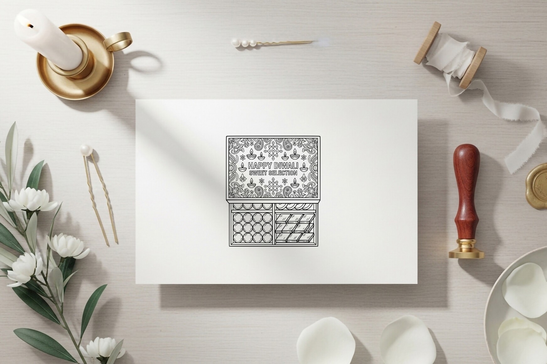 Diwali Sweets Box Coloring Page