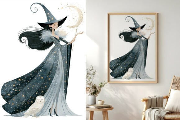 Elegant Witch in Sprakling Dress Art