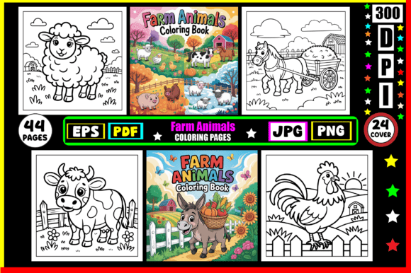 Farm Animals Coloring Pages for Kids 🐔