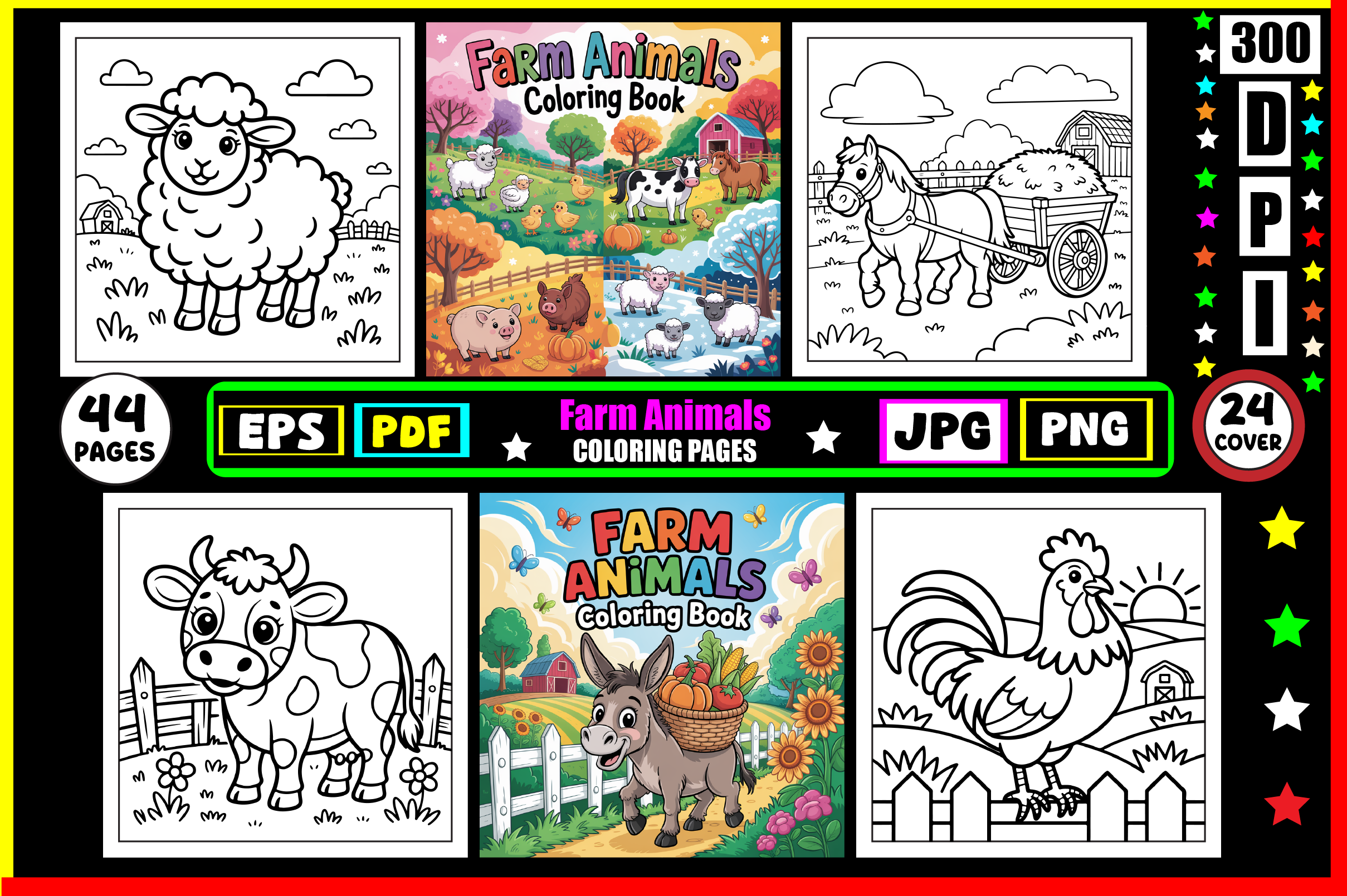 Farm Animals Coloring Pages for Kids π