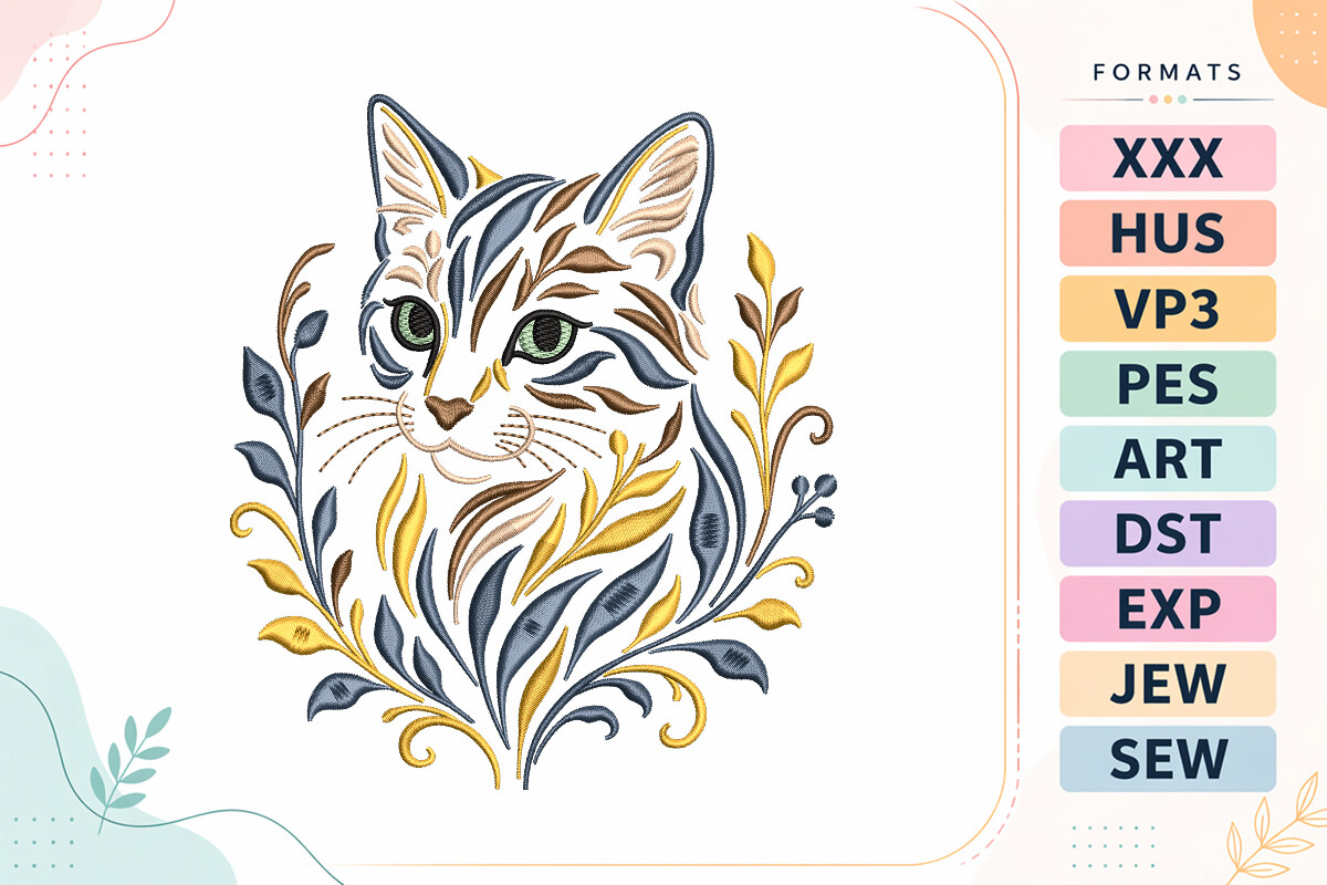Floral Boho Cat Motif
