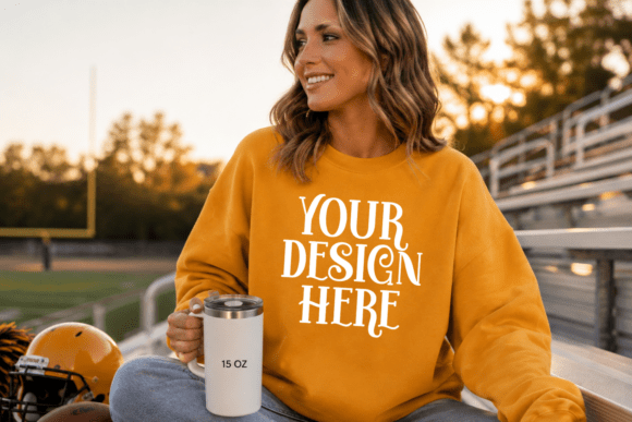 Gildan 18000 Sweatshirt Football Mockup