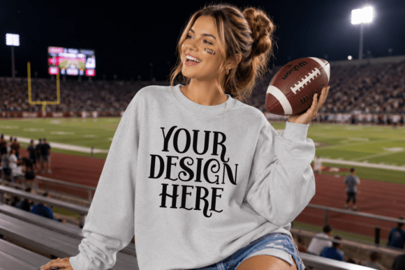 Gildan 18000 Sweatshirt Football Mockup