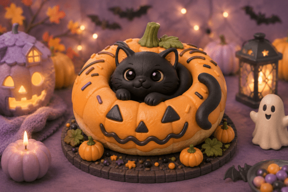 Pumpkin Cat 3D Model - Halloween STL Decor - Image 1