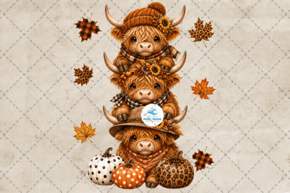 Highland Cow Fall Autumn Pumpkins Png
