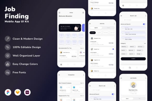 Job Finding Mobile App UI Kit