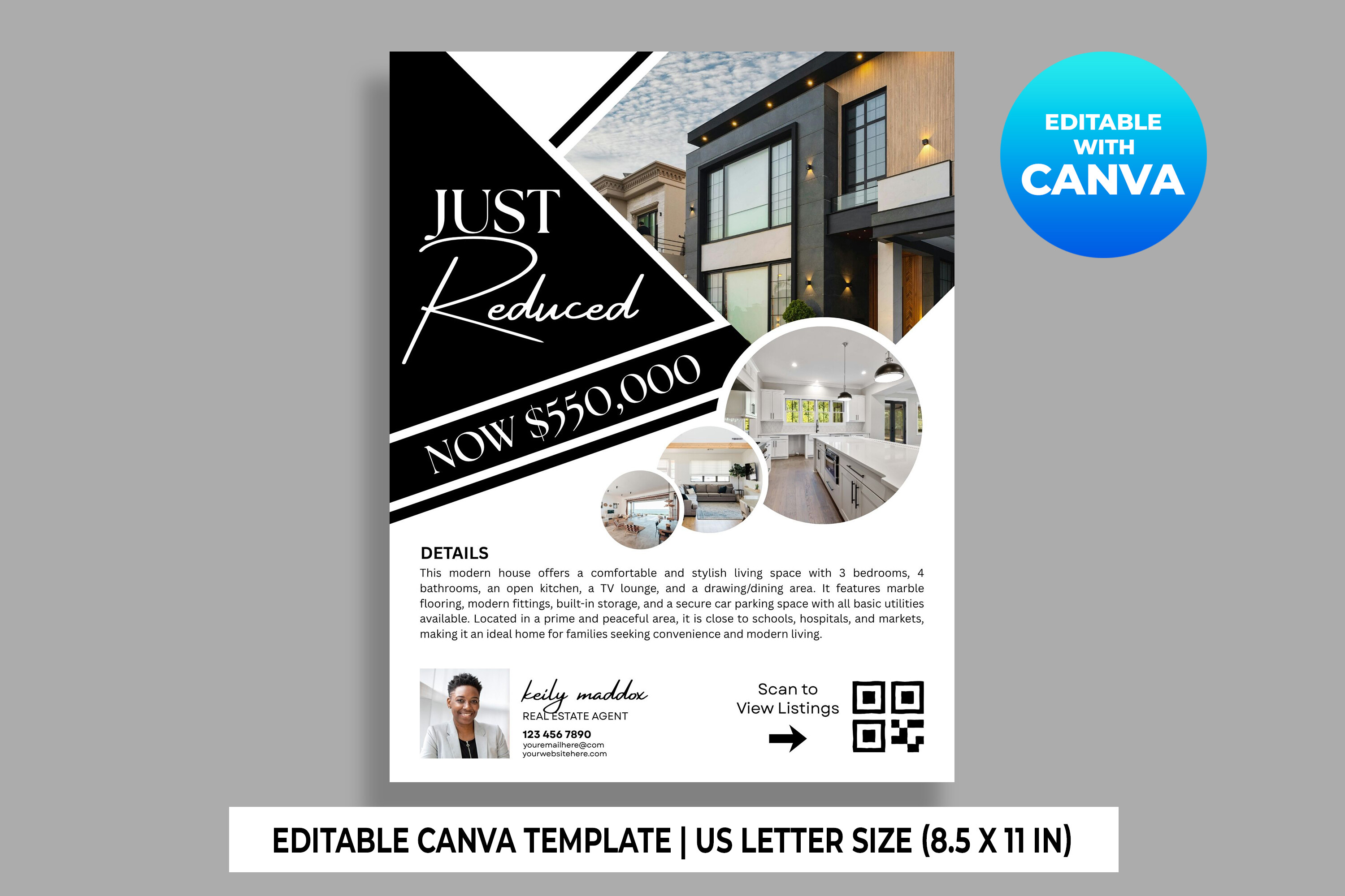 Just Reduced Flyer Canva Template