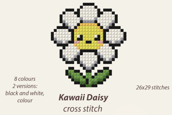 Kawaii Daisy Cross Stitch Pattern