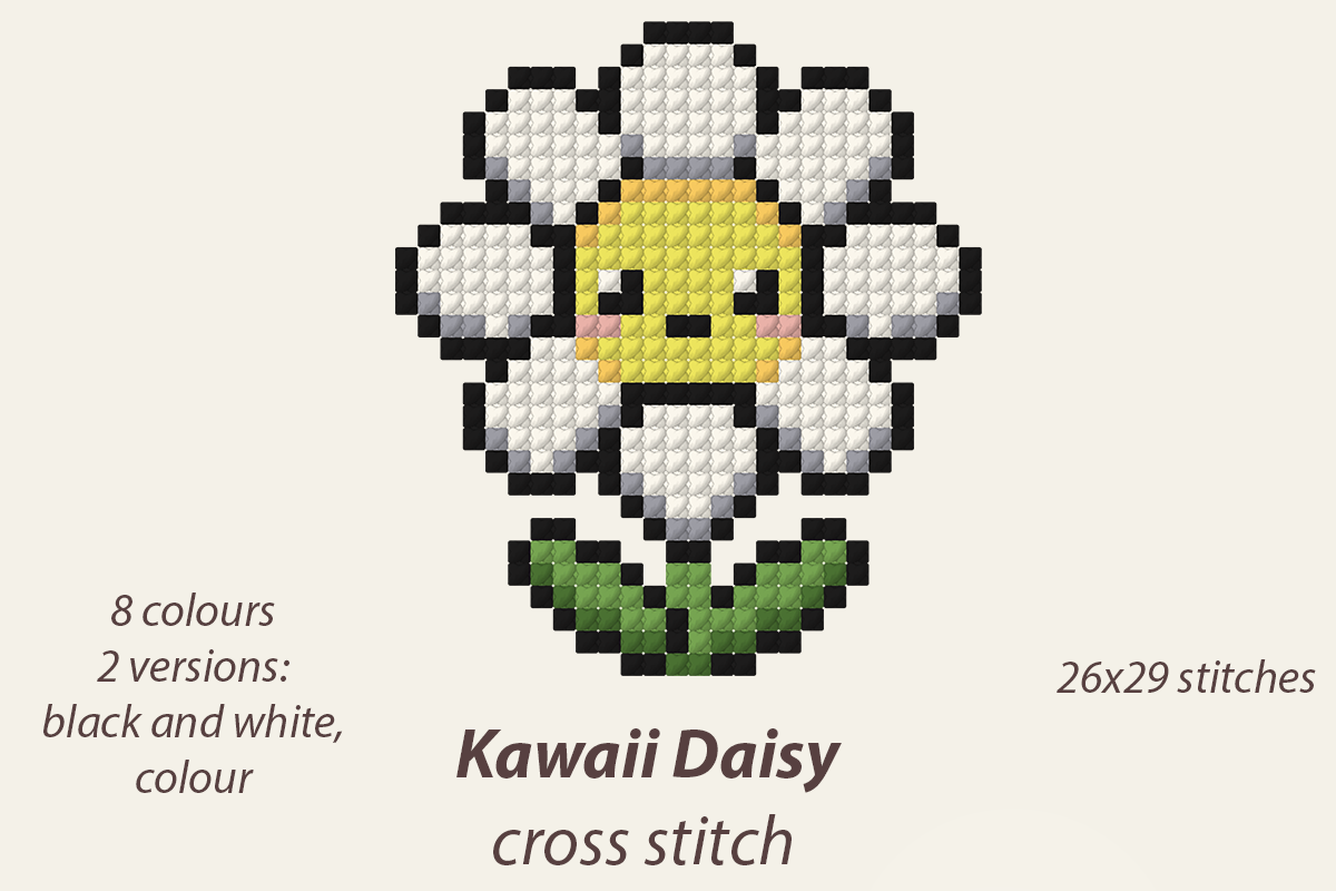 Kawaii Daisy Cross Stitch Pattern