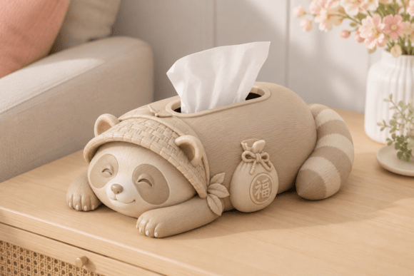 Lucky Panda Tissue Box Cover 3D Printable STL Model - Image 1
