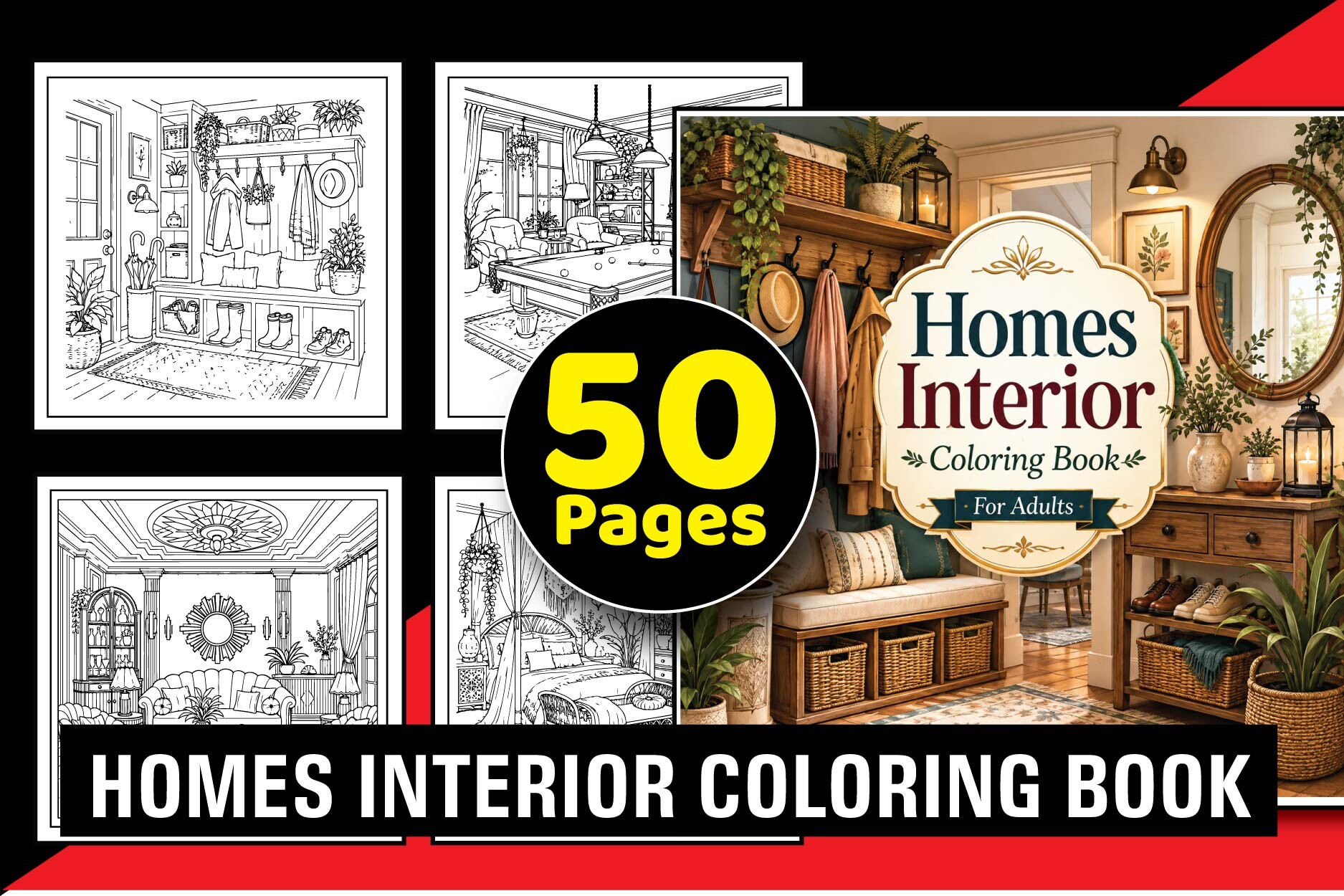 Luxury Home Interior Coloring Book