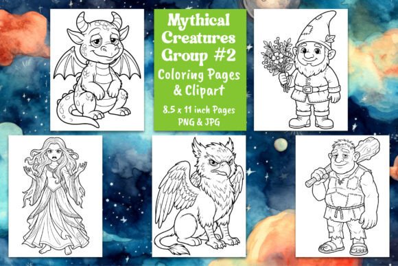 Mythical Creatures Coloring Pages PNG #2