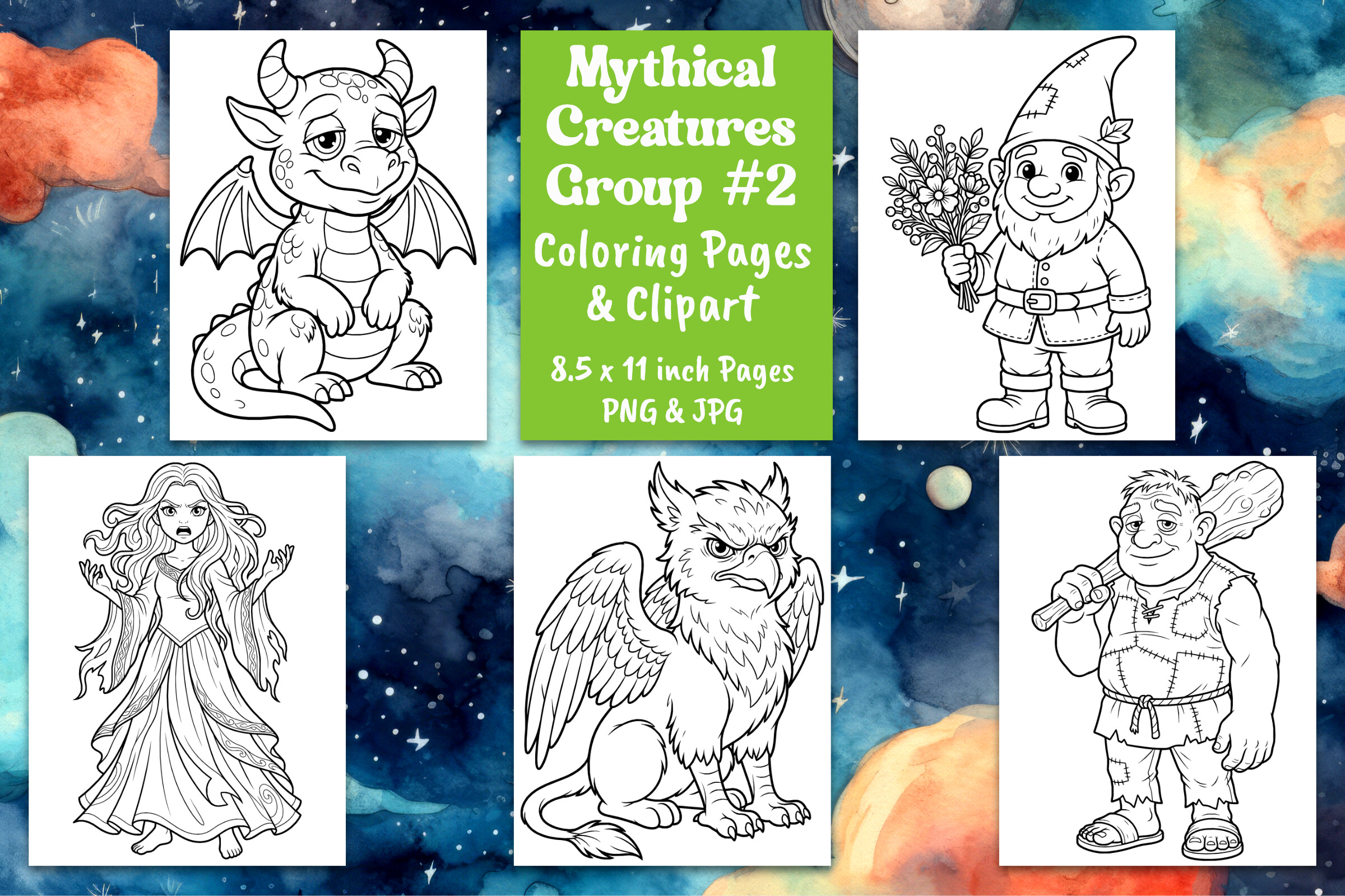Mythical Creatures Coloring Pages PNG #2