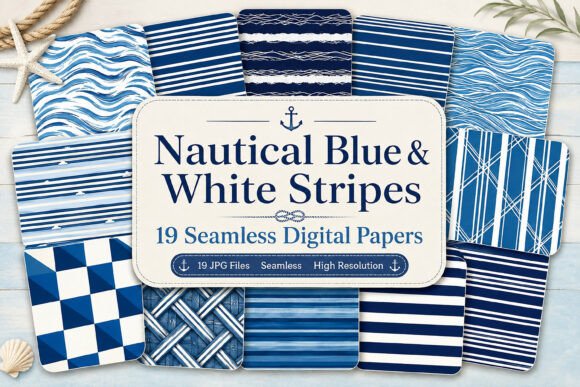 Nautical Blue & White Stripes Pattern
