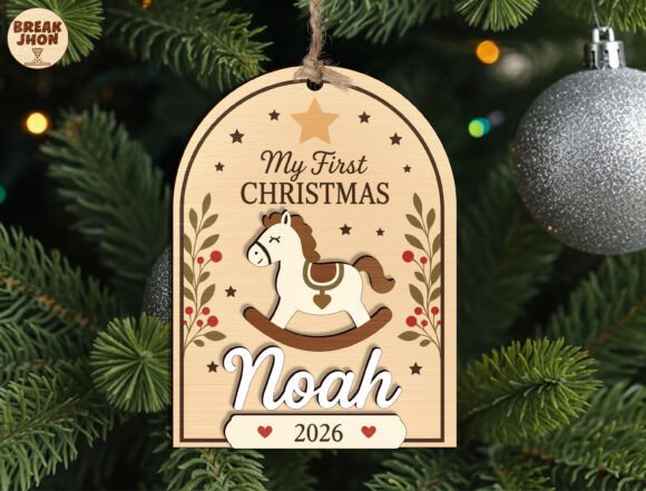 Personalized Baby Christmas Ornament Svg Laser Cutting