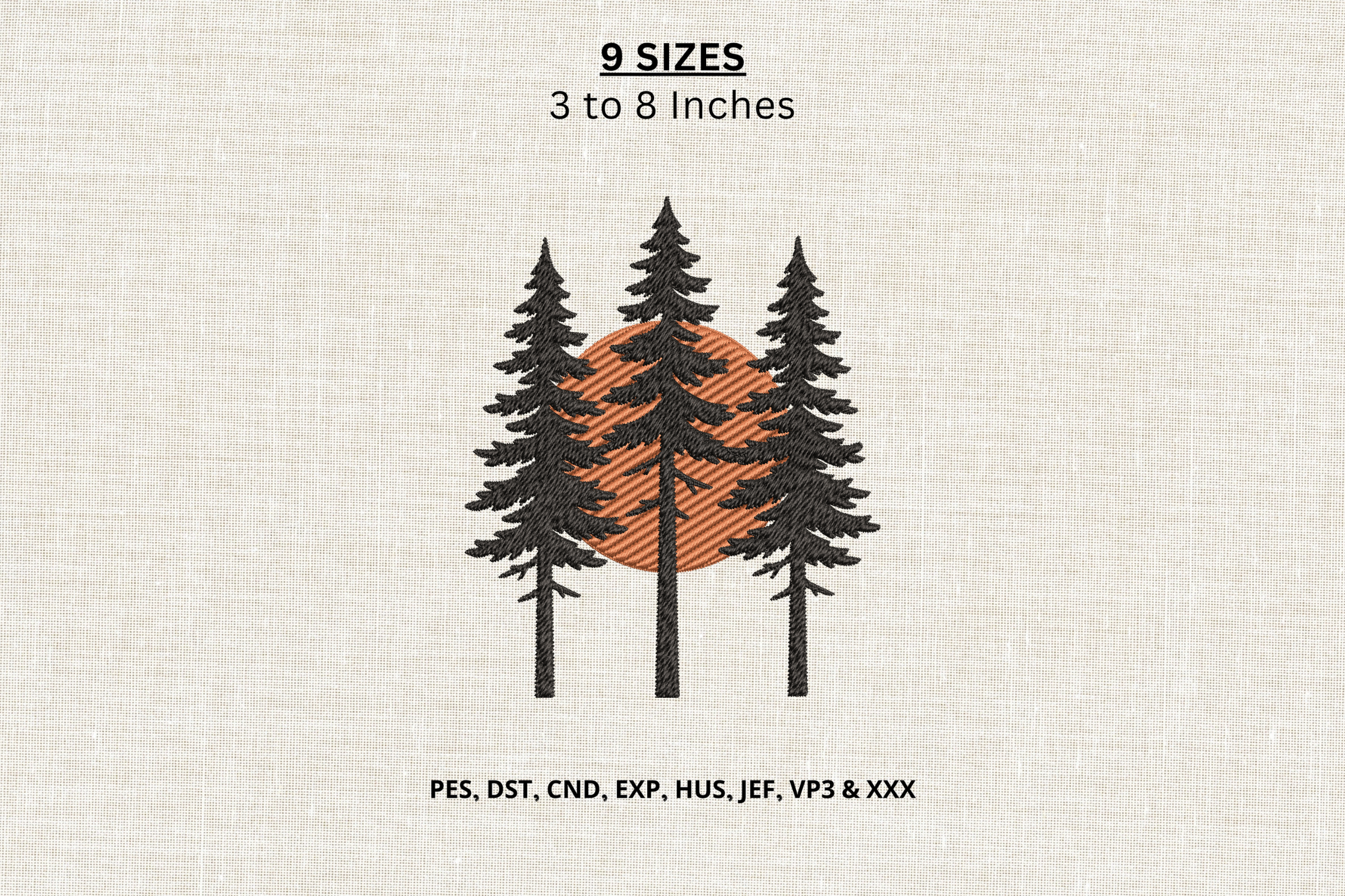 Pine Forest Sunset Machine Embroidery