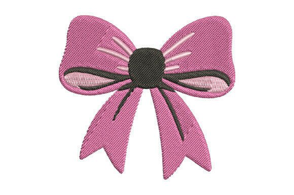 Pink Ribbon Bow Embroidery Design