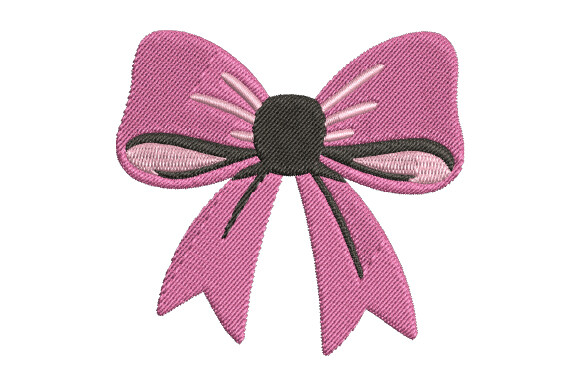 Pink Ribbon Bow Embroidery Design