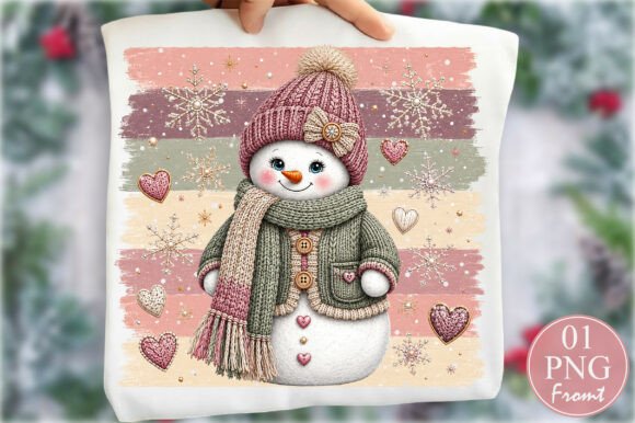 Pink Snowman Christmas PNG