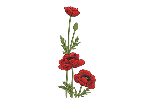 Red Poppy Floral Vertical Botanical