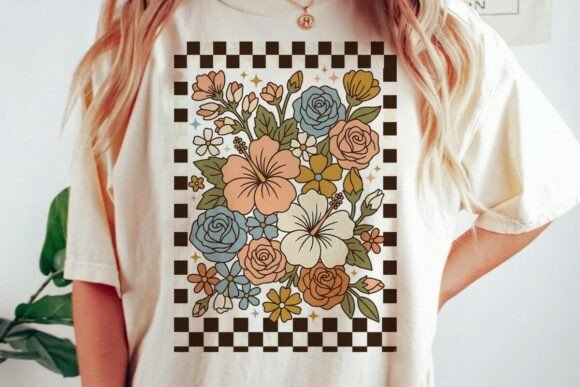 Retro Floral Checkerboard Bouquet