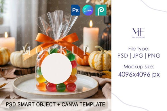 Round Gift Halloween Cookie Label Mockup