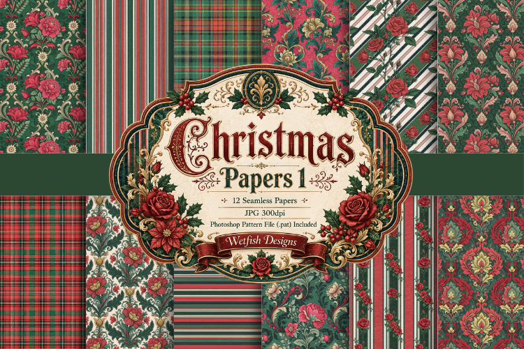 Seamless Christmas Papers & Patterns 1
