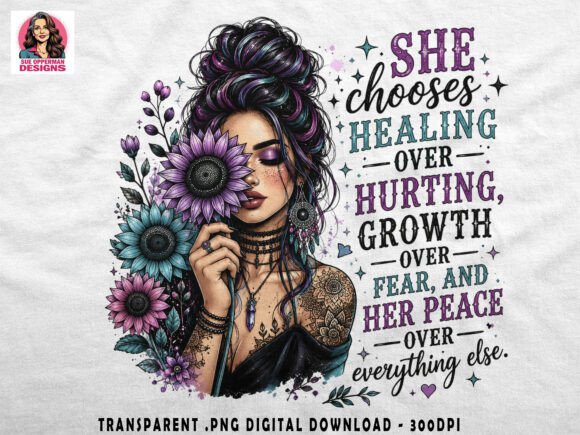She Chooses Healing | Purple Flower PNG