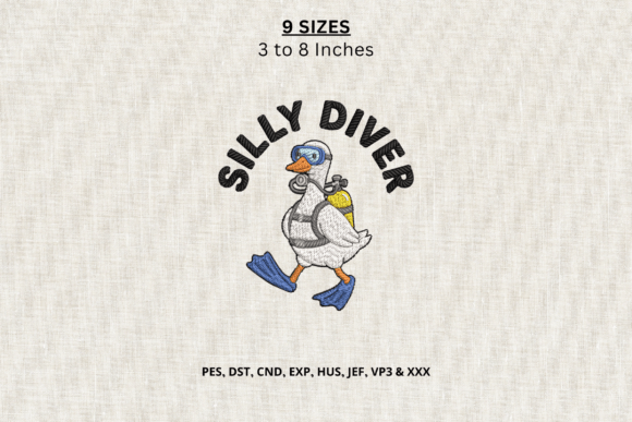 Silly Diver Duck Machine Embroidery File