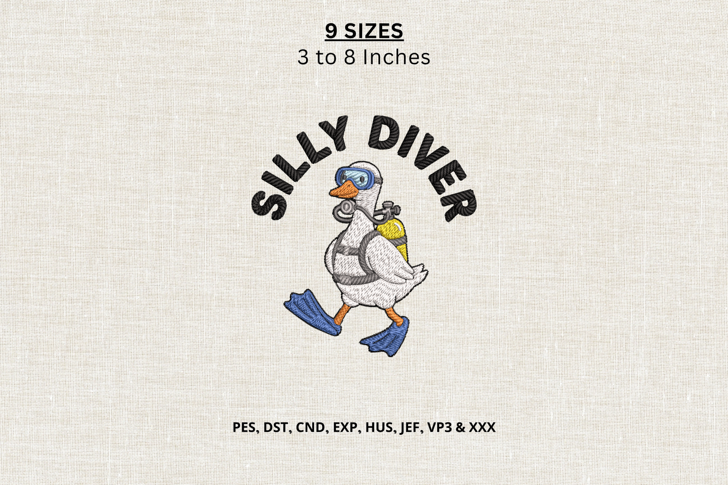 Silly Diver Duck Machine Embroidery File