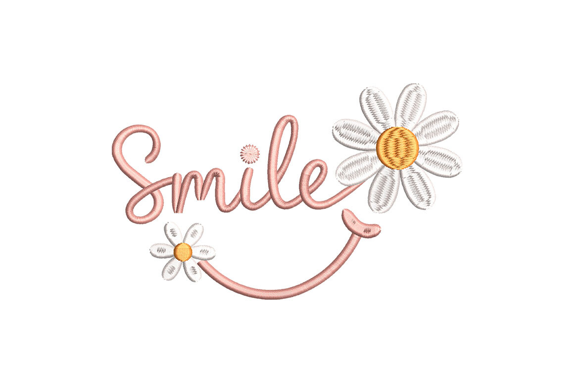 Smile Daisy Flower Embroidery Design
