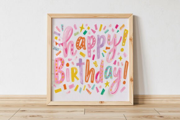 Square Happy Birthday Confetti Lettering