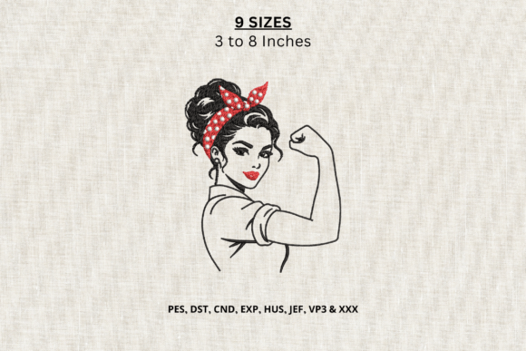 Strong Woman Machine Embroidery Design