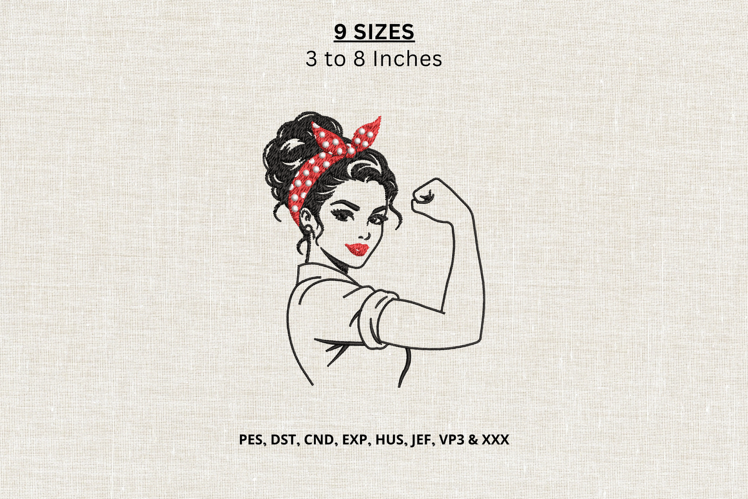 Strong Woman Machine Embroidery Design