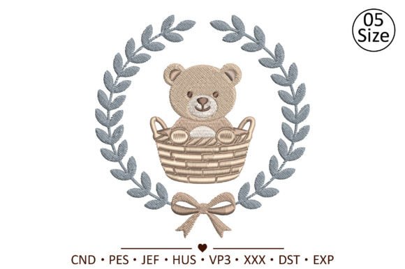 Teddy Bear Basket Machine Embroidery