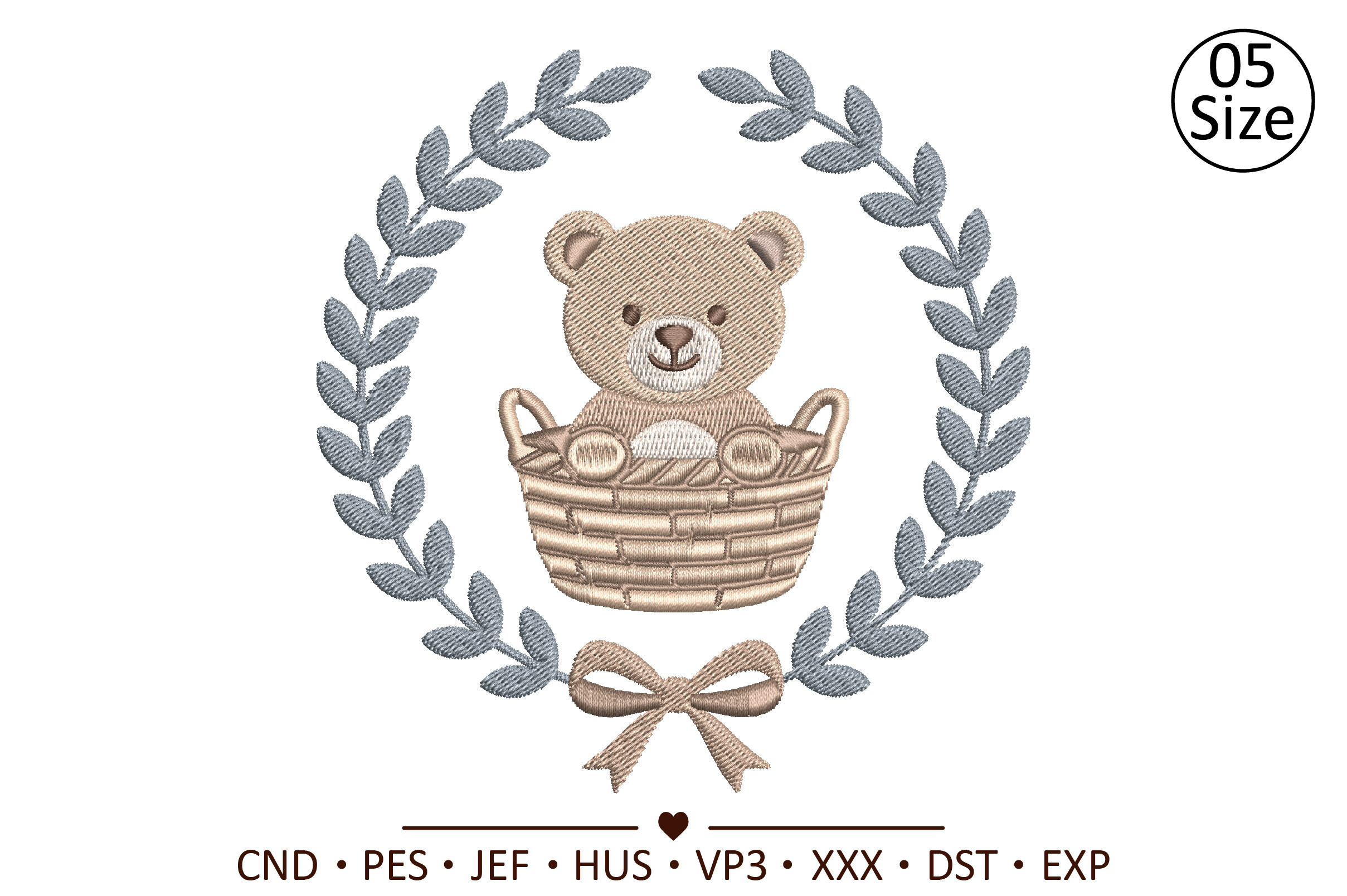 Teddy Bear Basket Machine Embroidery