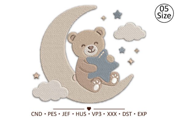 Teddy Bear Moon Machine Embroidery