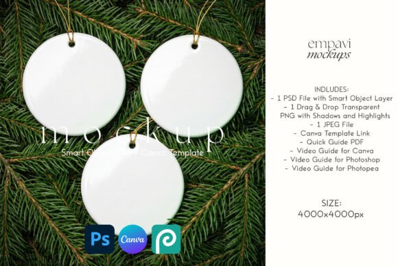 Three Round Ornament Mockup
