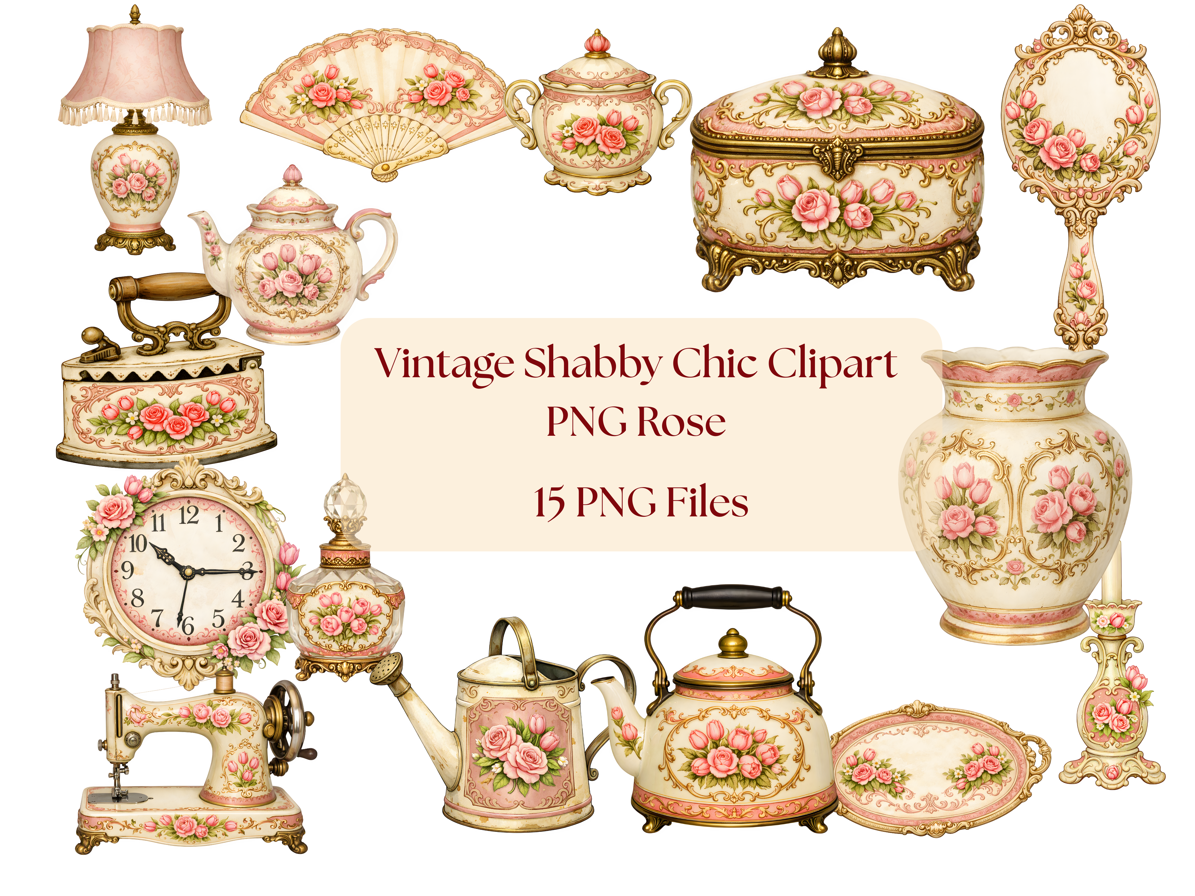 Vintage Shabby Chic Clipart PNG Rose